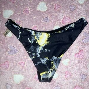 Black Marble Print Bikini Bottom